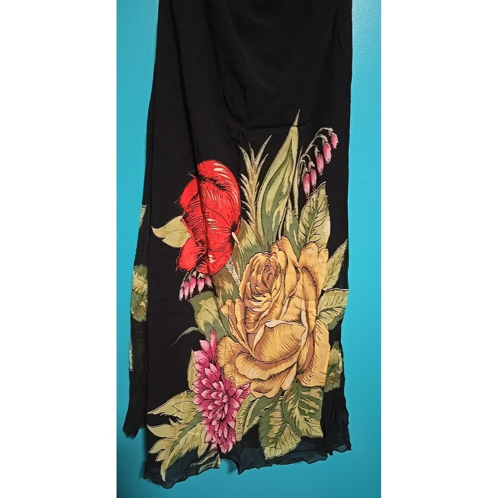 Lola P Women XL Black Multicolor Floral Skirt Long Beautiful Elegant Large Print - Picture 5 of 6